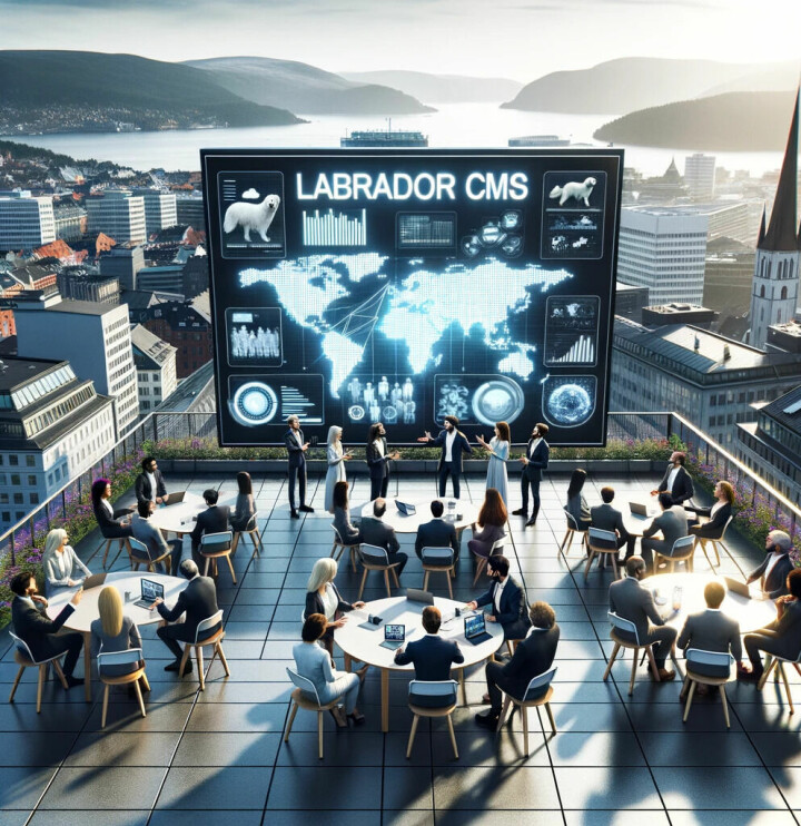 This is what happend when we asked Labrador AI to generate an illustration of a gathering on our Oslo HQ rooftop. We need a bigger screen!