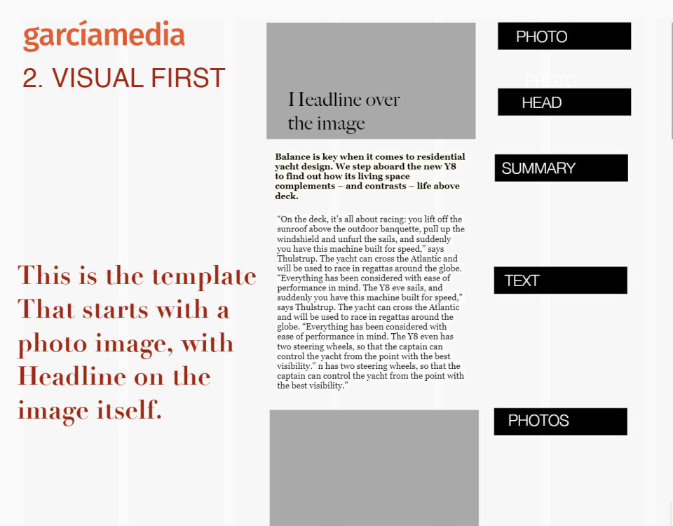 A part of Visual First layout by Mario Garcia