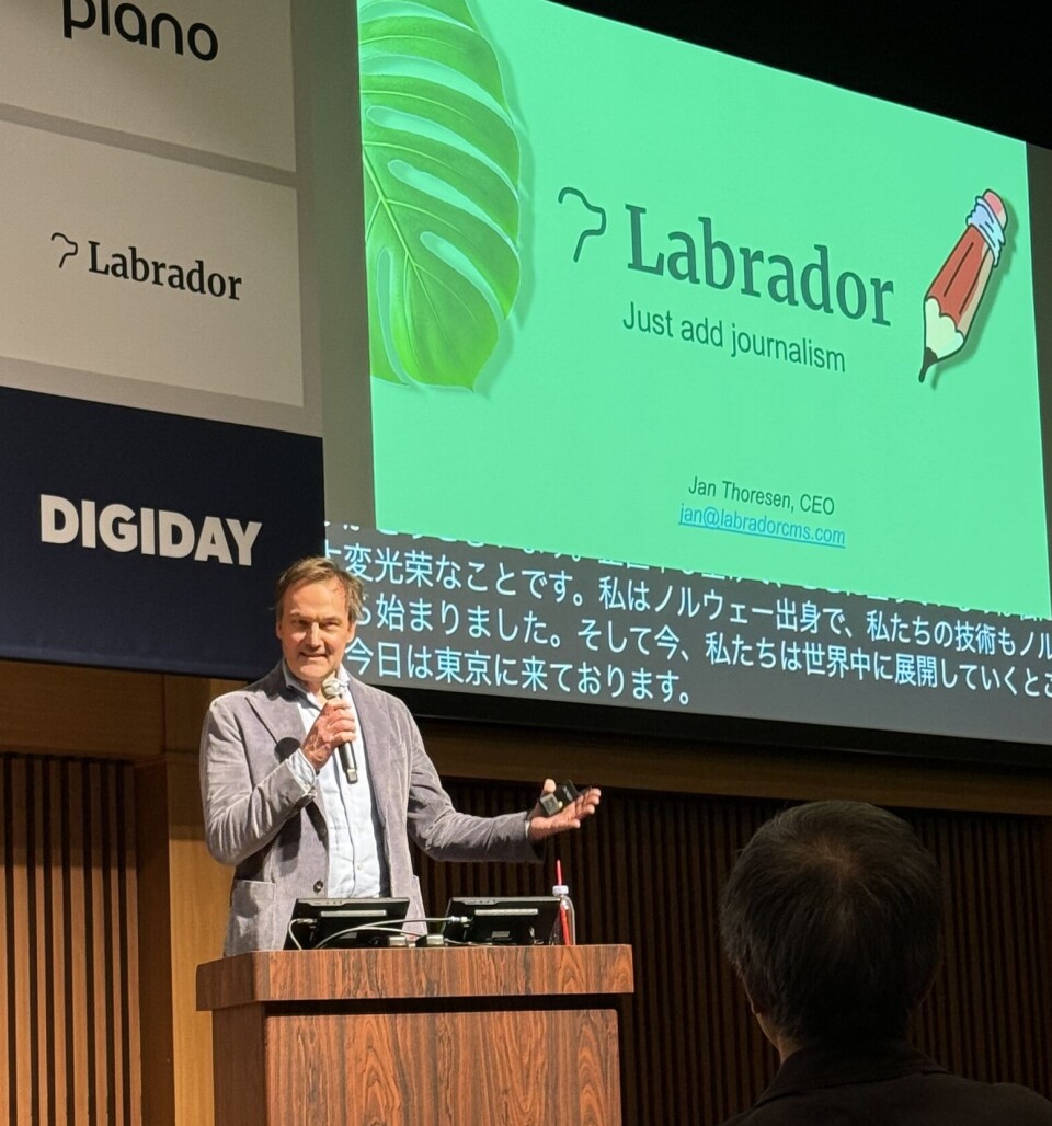 CEO Jan Thoresen introducing Labrador CMS in the Japanese market at Digiday Publishing Summit Tokyo 2025 in february.