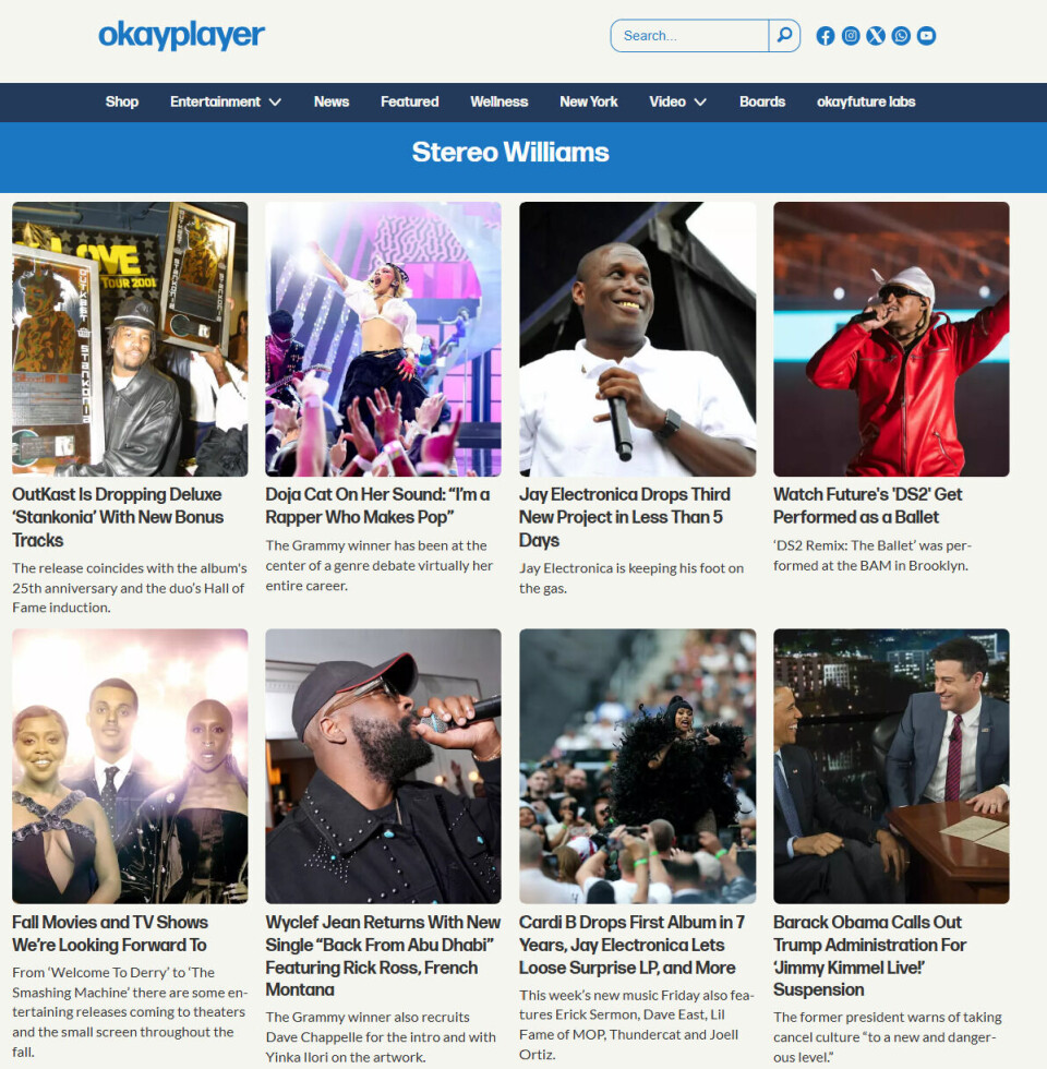 Stereo Williams Author pages on Okayplayer
