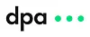 DPA logo in black with three green dots on a white background.